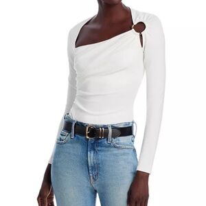 FORE Long Sleeve D-ring detail Ruched front top white S